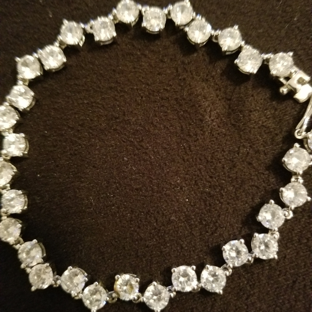 Sterling Platinum Plated CZ Tennis Bracelet